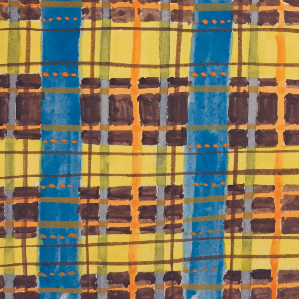 A loose painting of plaid stripes. 